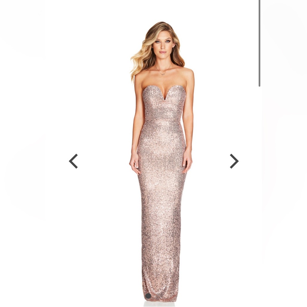 Nookie Strapless Sequin Maxi Dress - Rose Gold